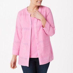Denim & Co. Eyelet Button Front Shirt & Tank Set